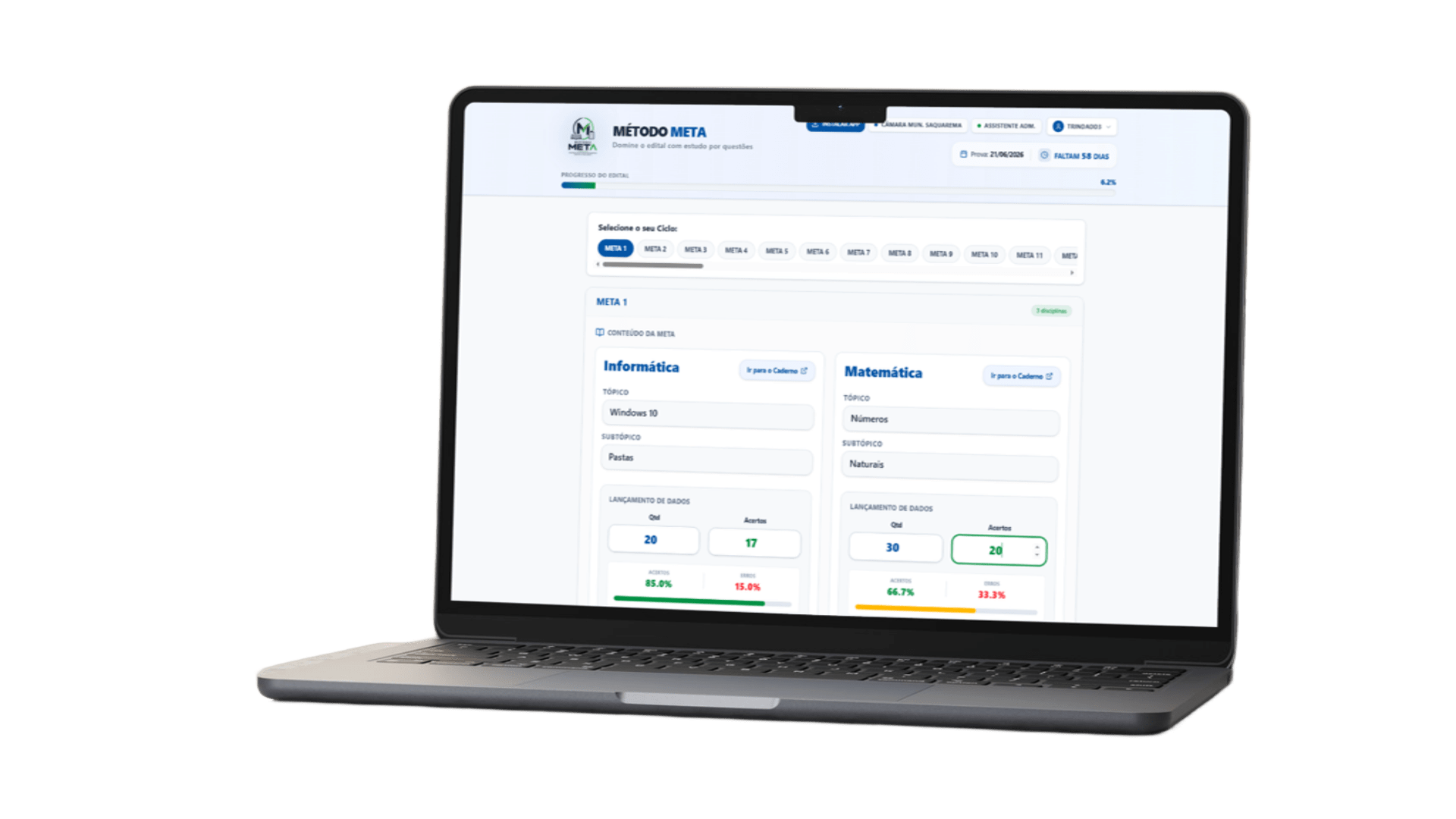Método Meta Estudo Mockup